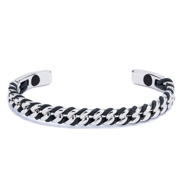 Pig& Hen, bangle, Navarch Curb 7mm, navy | silver, front